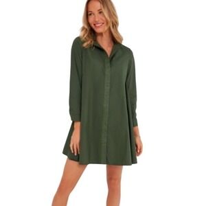 Tuckernuck Wren Shirt Dress Castleton Green Cotton Button Down Mini Dress XXXL